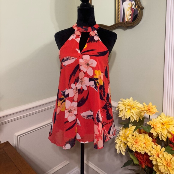 Japna Sleeveless Halter Sytle Floral Top Size Medium - Picture 2 of 6